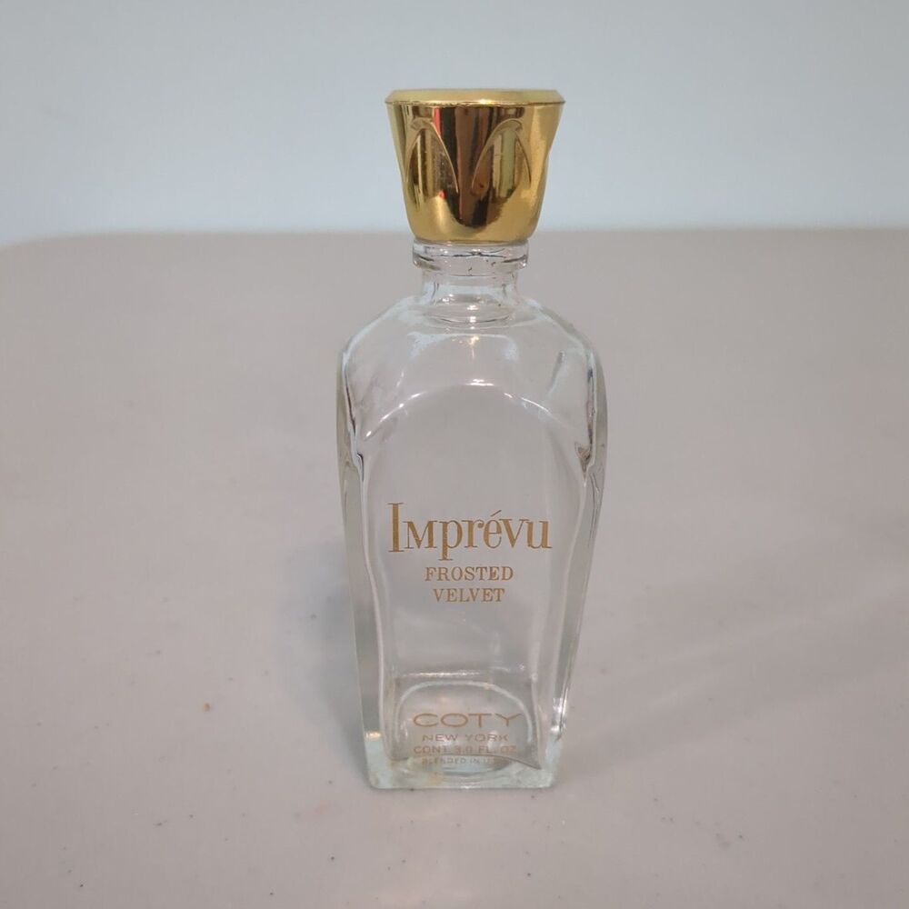 VINTAGE COTY IMPREVU FROSTED VELVET PARFUM bottle empty collectible 3.0 oz